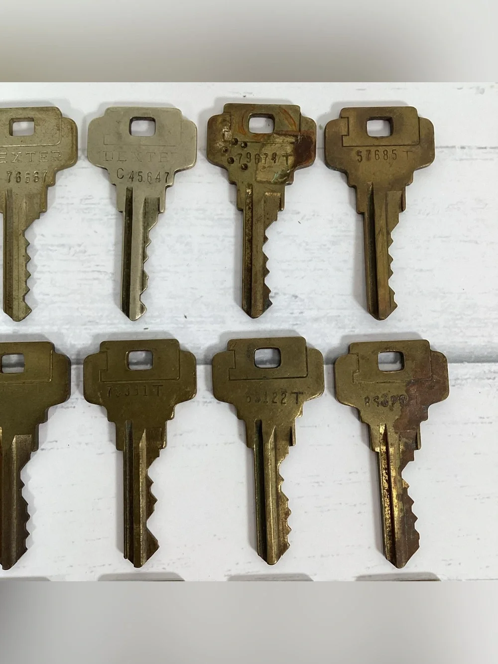 Lot 24 Vintage Brass Dexter Keys - Crafts Steampunk Collection Display Art